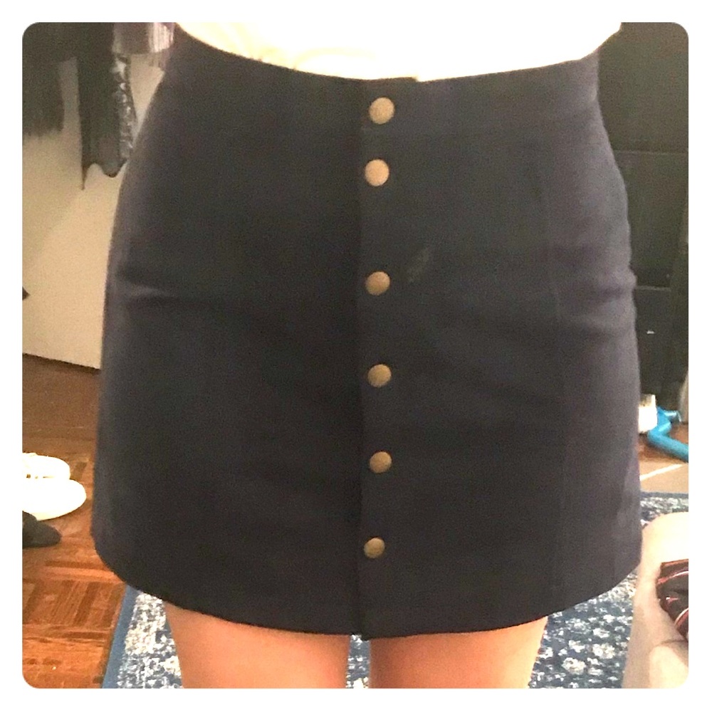 Navy blue faux suede skirt